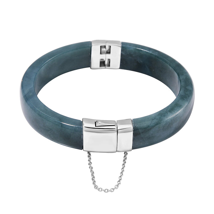SUPER RARE - Natural Type A Jadeite Bangle (Size - 7.5) in Rhodium Overlay Sterling Silver 250.00 Ct 7826451 1