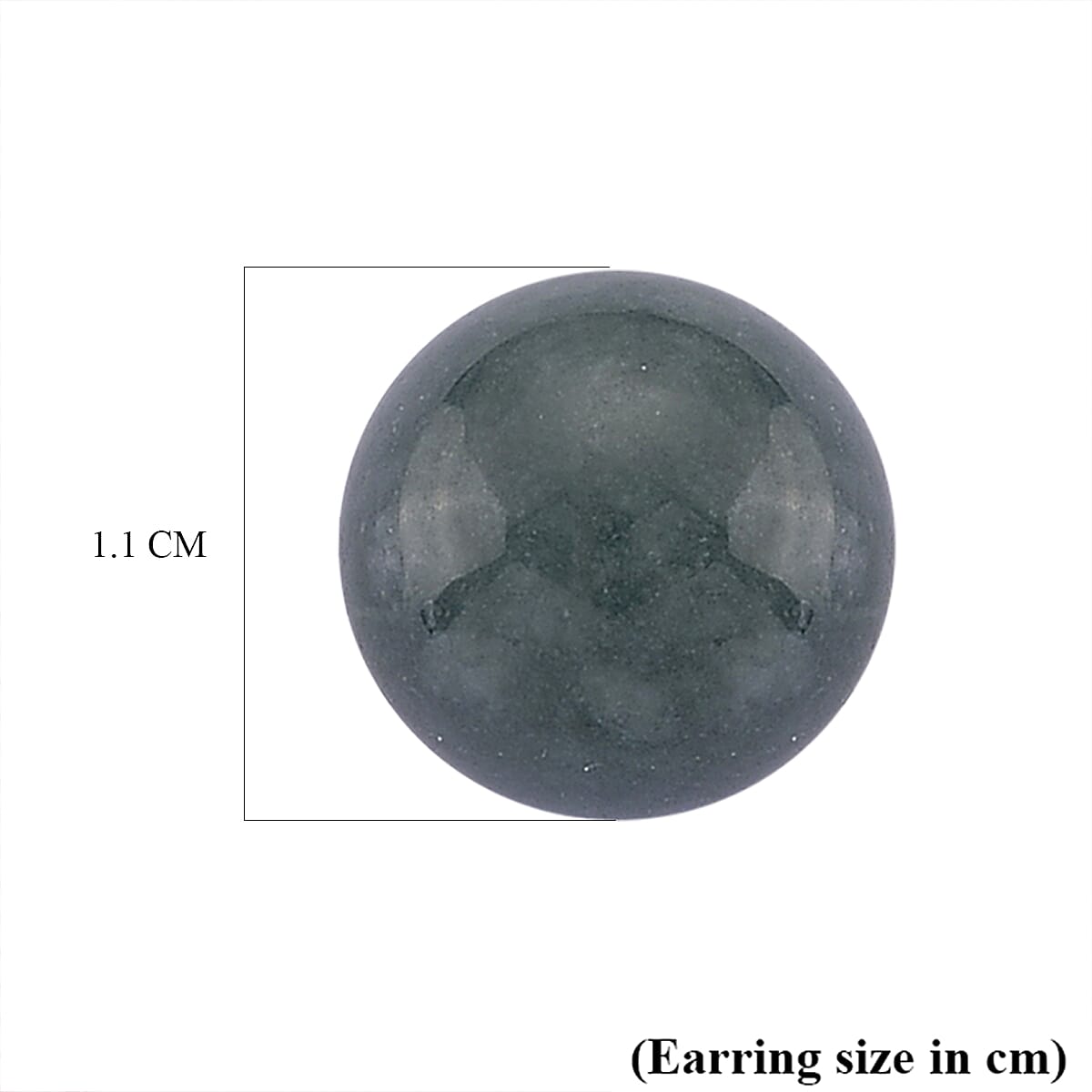 Natural Type A Olmec Jadeite Jade Ball Stud Earring with Push Back in Rhodium Overlay Sterling Silver 15 Ct. 8243855 6