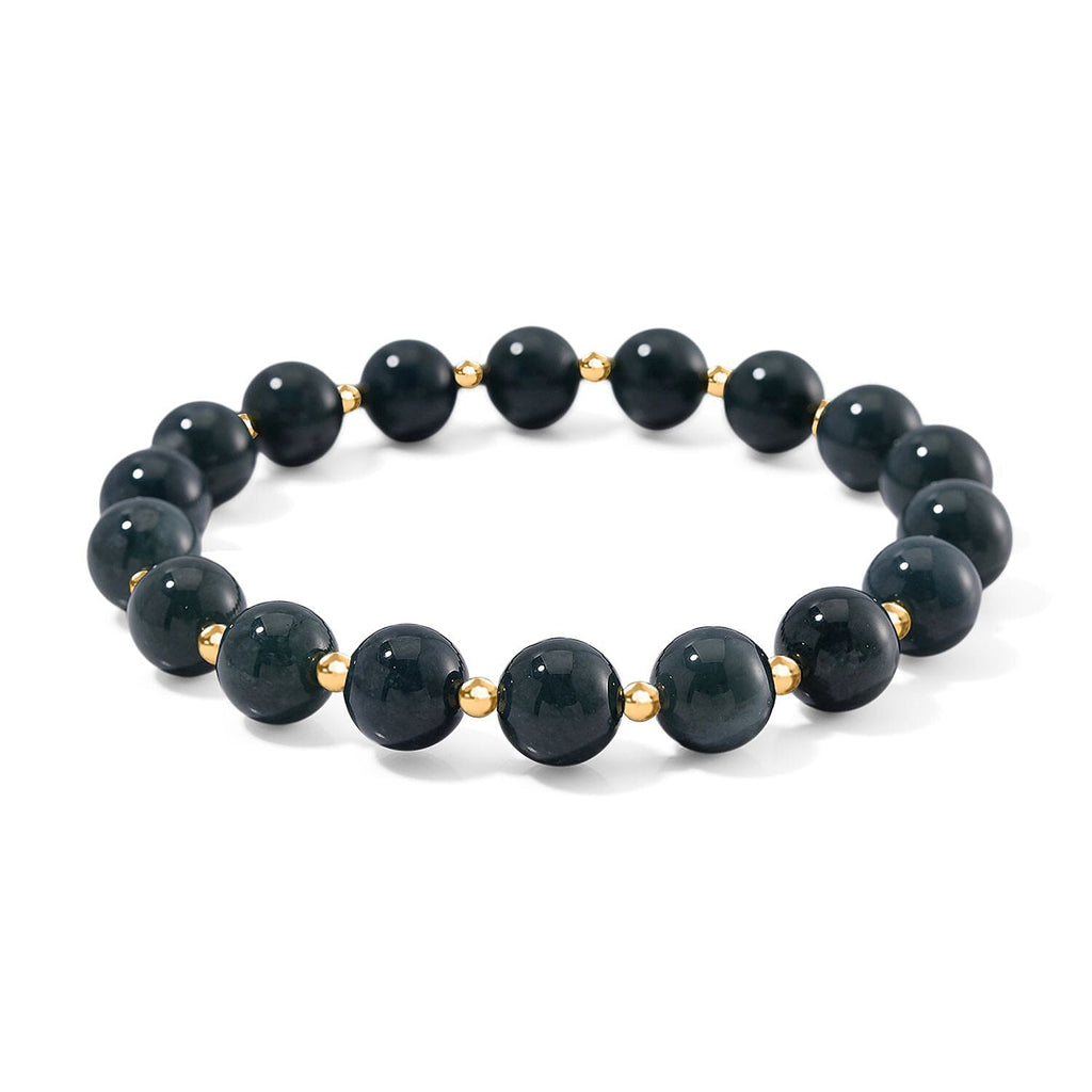 SUPER RARE - Natural Type A Jadeite Bracelet (Size 7.5 Strachable) in Yellow Gold Overlay Sterling Silver 120.00 Ct.