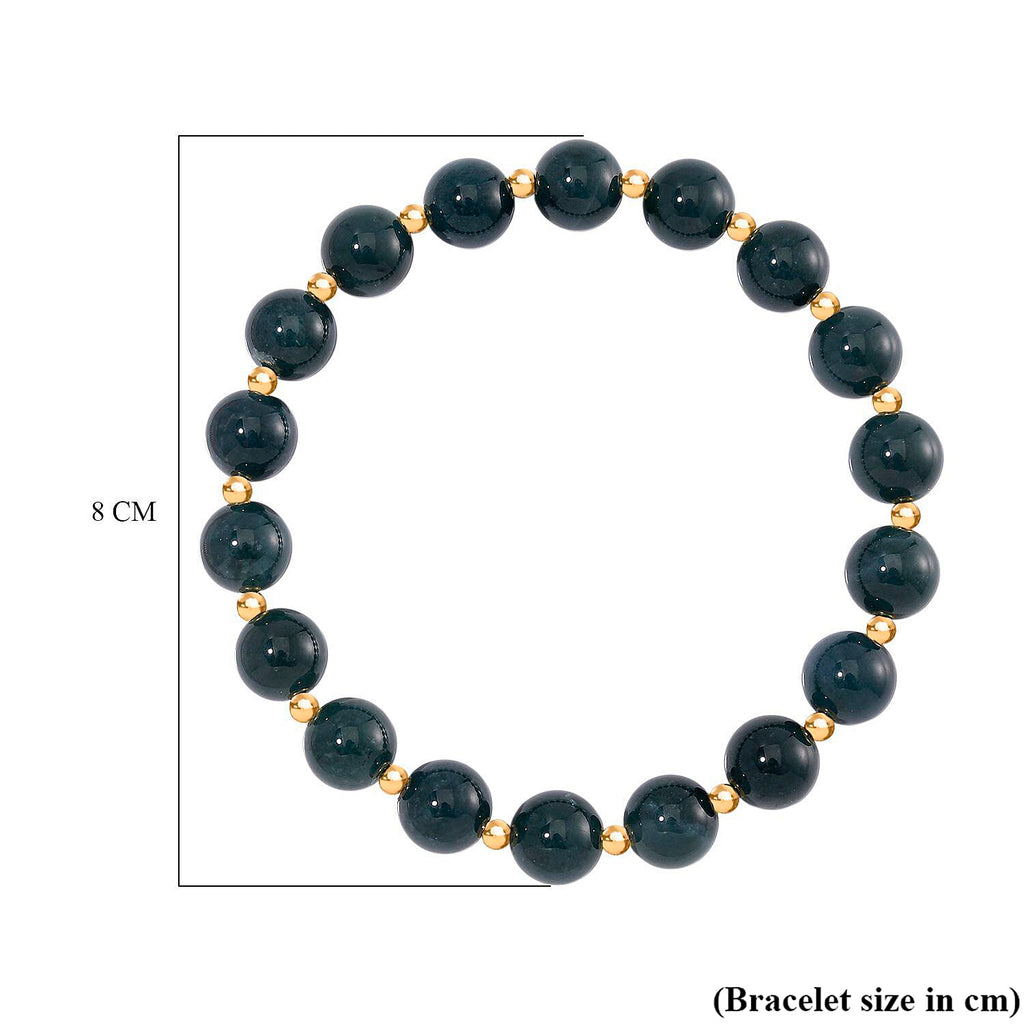 SUPER RARE - Natural Type A Jadeite Bracelet (Size 7.5 Strachable) in Yellow Gold Overlay Sterling Silver 120.00 Ct.