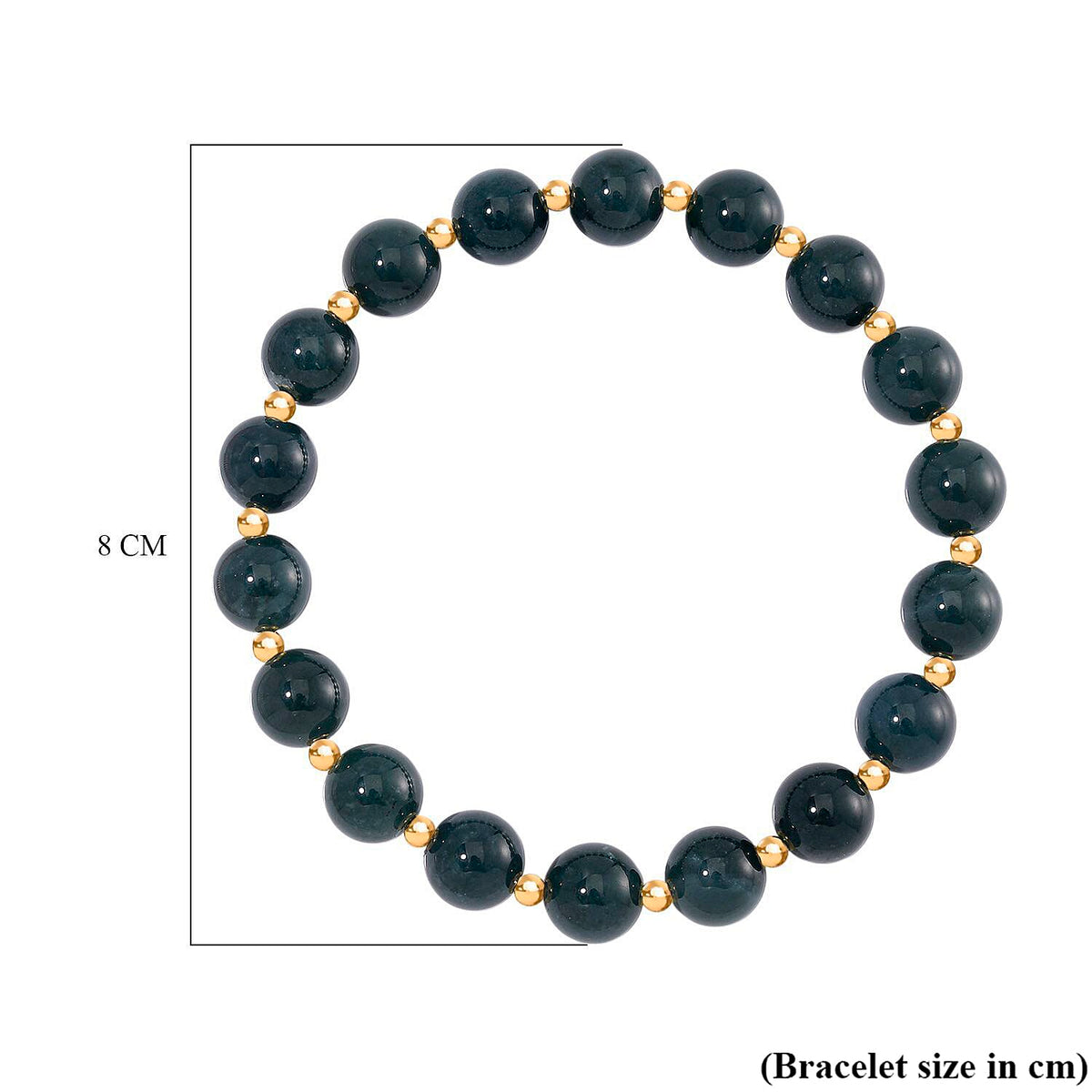 Natural Type A Olmec Jadeite Bracelet (Size 7.5 Stretchable) in Yellow Gold Plating Sterling Silver V32753891 4