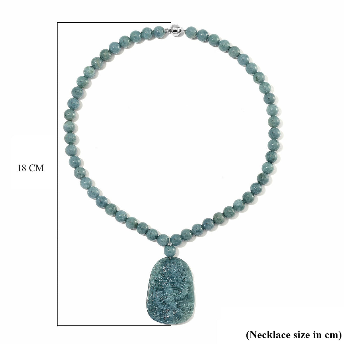 Olmec Jadeite Dragon Carved Pendant Necklace (Size - 20) in Rhodium Overlay Sterling Silver V32537548 14