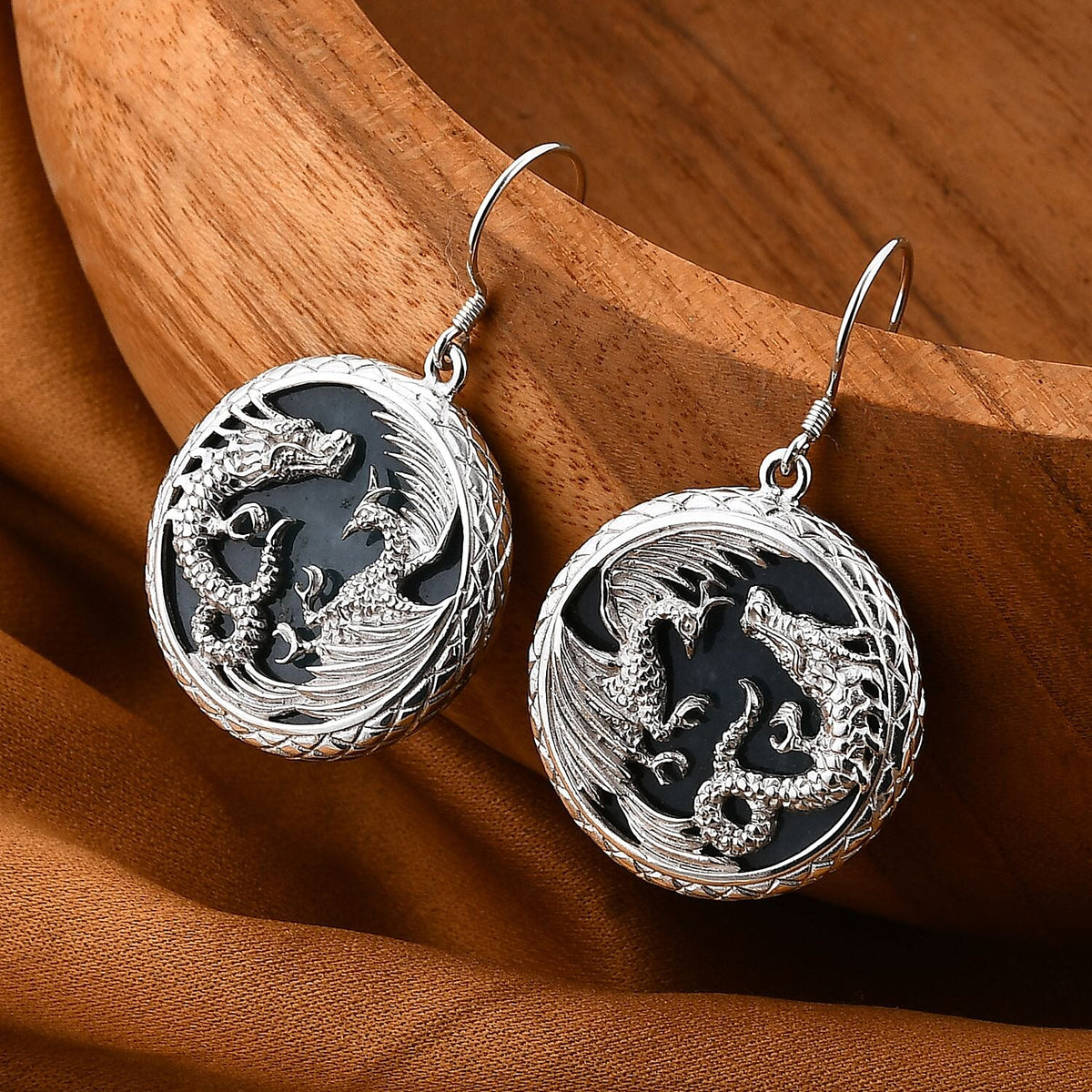 Royal Bali Collection - Guatemala Natural Type A Olmec Jadeite Jade Hook Earring in Sterling Silver 34.28 Ct. 7949192 2