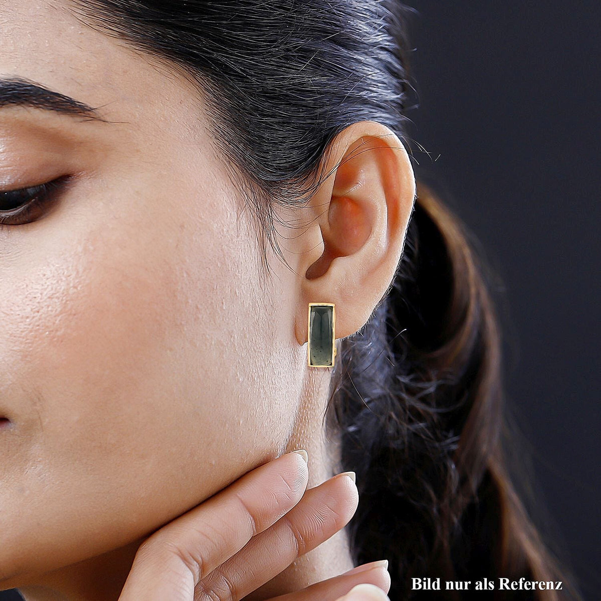 Olmec Jadeite Earring with French Clip in Yellow Gold Plated Sterling Silver 8.00 Ct. V32706921 3