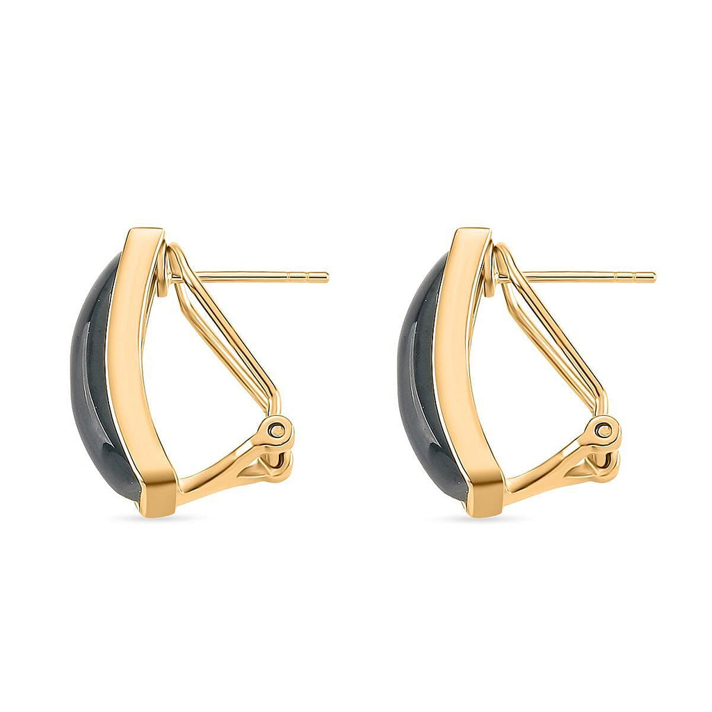Natural Type A Jadeite Earring with French Clip in Yellow Gold Plating Sterling Silver 8.00 Ct.