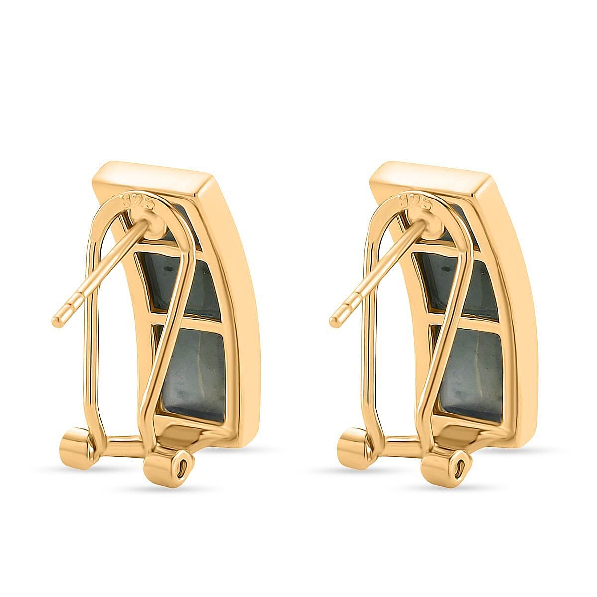 Olmec Jadeite Earring with French Clip in Yellow Gold Plated Sterling Silver 8.00 Ct. V32706921 5
