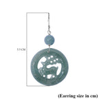 Natural Type A Jadeite Deer Earring with Hook in Rhodium Overlay Sterling Silver 41.00 Ct.