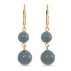 Natural Type A Jadeite Earring with Lever Back in Yellow Gold Plated Sterling Silver 23.00 Ct.
