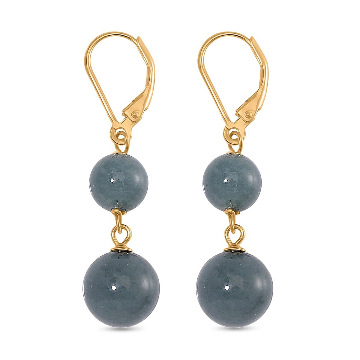 Natural Type A Jadeite Earring with Lever Back in Yellow Gold Plated Sterling Silver 23.00 Ct. 8143860 4