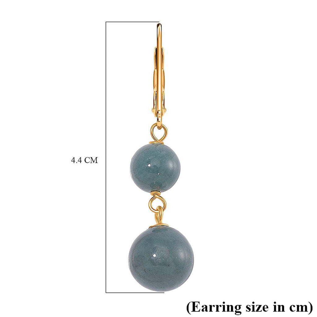 Natural Type A Jadeite Earring with Lever Back in Yellow Gold Plated Sterling Silver 23.00 Ct.