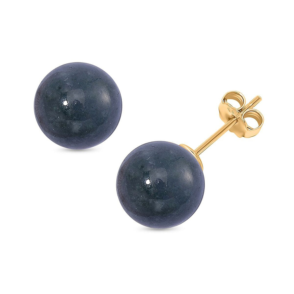 Natural Type A Jadeite Earring with Push Back in Yellow Gold Plated Sterling Silver 15.00 Ct.