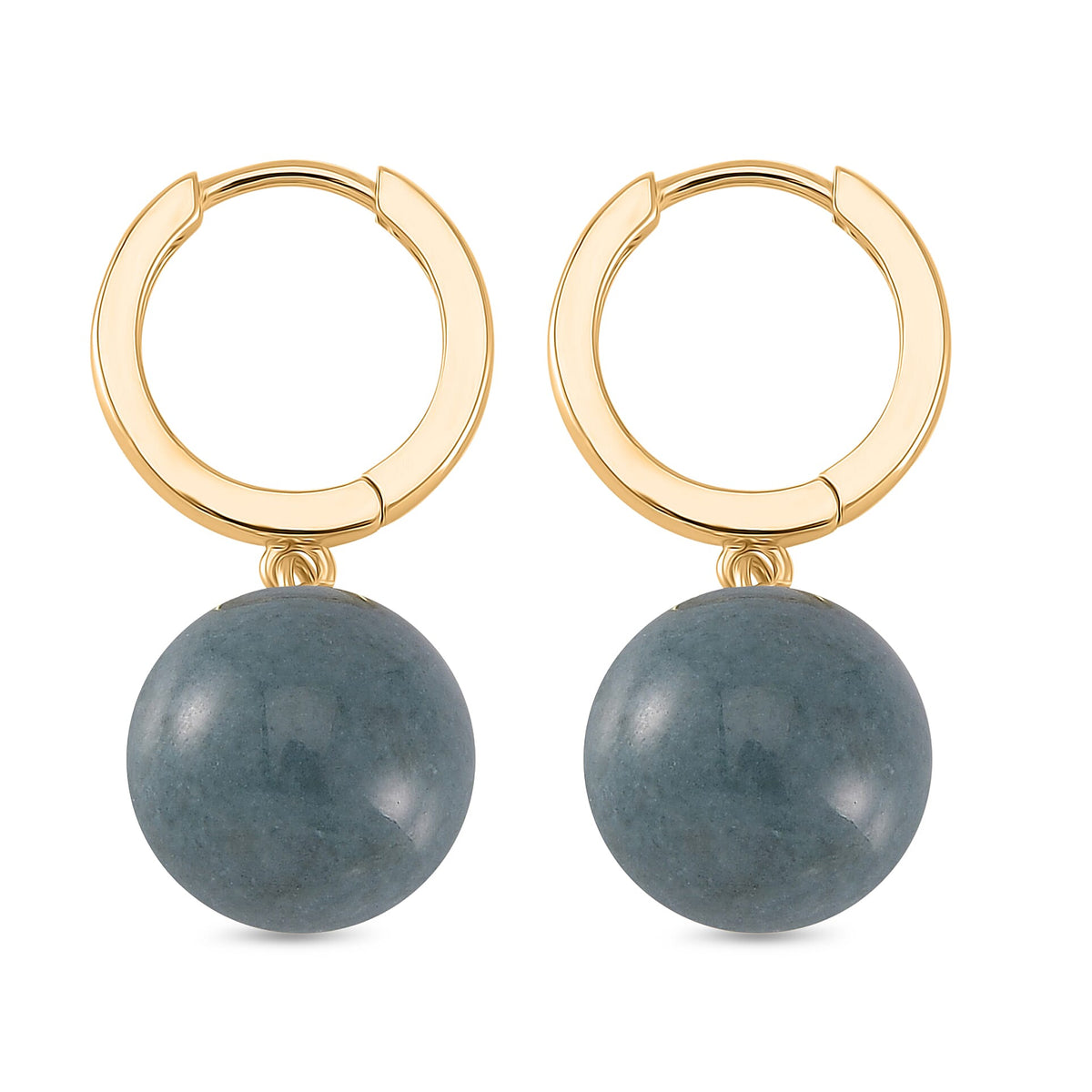 Natural Type A Olmec Jadeite Drop Earrings in Yellow Gold Plated Sterling Silver 30.00 Ct. 8065004 8
