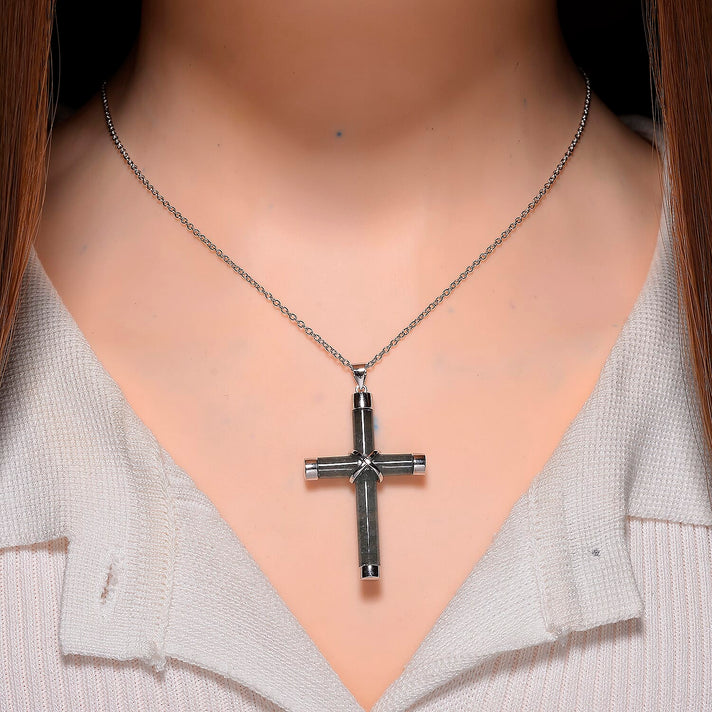 Olmec Jadeite Cross Pendant with Chain (Size 20) with Lobster Clasp in Rhodium Overlay Sterling Silver 15.00 Ct. 8215405 2