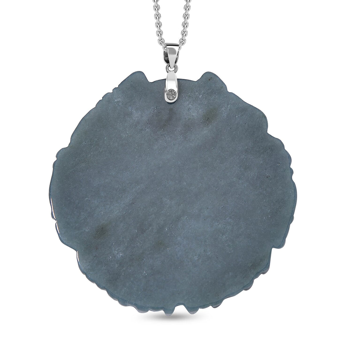 Limited Edition Natural Type A Olmec Jadeite Carved 9 Dragons Pendant with Chain (Size 20) in Rhodium Overlay Sterling Silver 175  Ct. 4308942 3