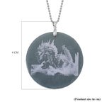 Natural Type A Jadeite Dragon Pendant with Chain (Size 20) in Rhodium Overlay Sterling Silver 185.00 Ct