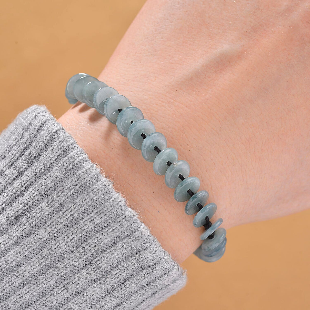 Olmec Natural Jadeite Cord Bracelet (Size 6.5 to 9.5) 27.50 Ct. 8194697 2