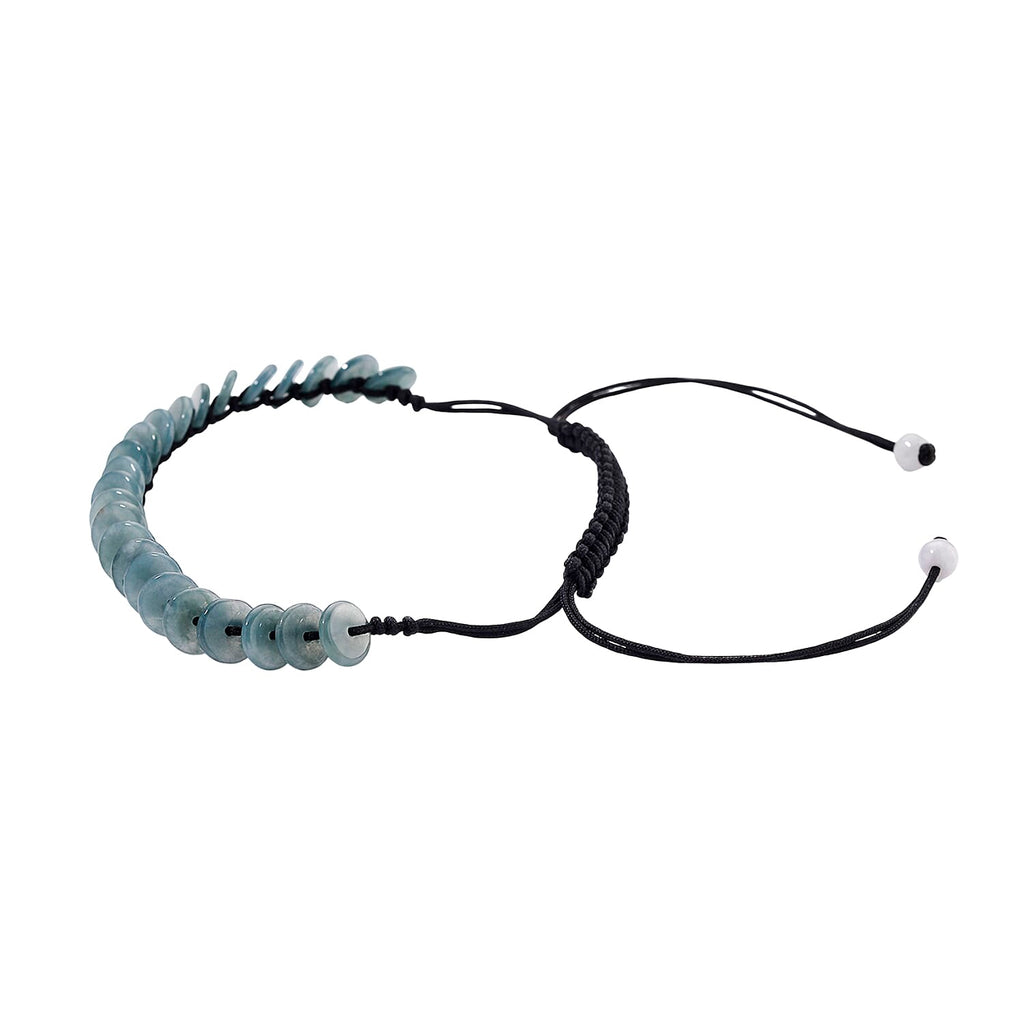 Olmec Natural Jadeite Cord Bracelet (Size 6.5 to 9.5) 27.50 Ct.