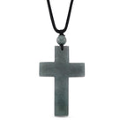 Natural Type A Jadeite Cross Pendant Necklace (Size 30) with Adjustable Thread 85.00 Ct.