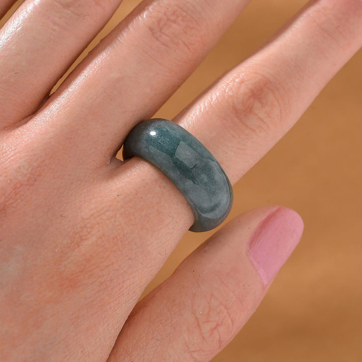 Guatemala Natural Type A Olmec Blue Jadeite Ring 7980763 2
