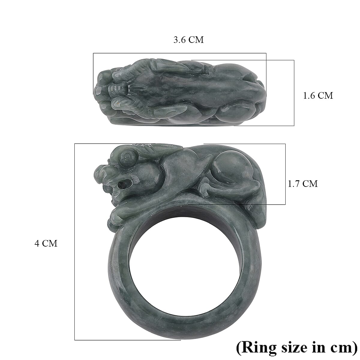 Olmec Jadeite Stone Pixiu Ring 90.00 Ct. 8206678 4