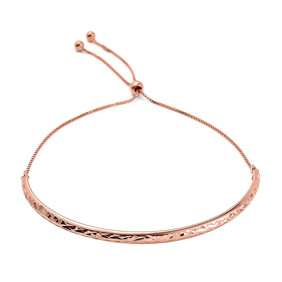 Rose Gold Overlay Sterling Silver Bracelet (Size - 8) Adjustable 7152804 0