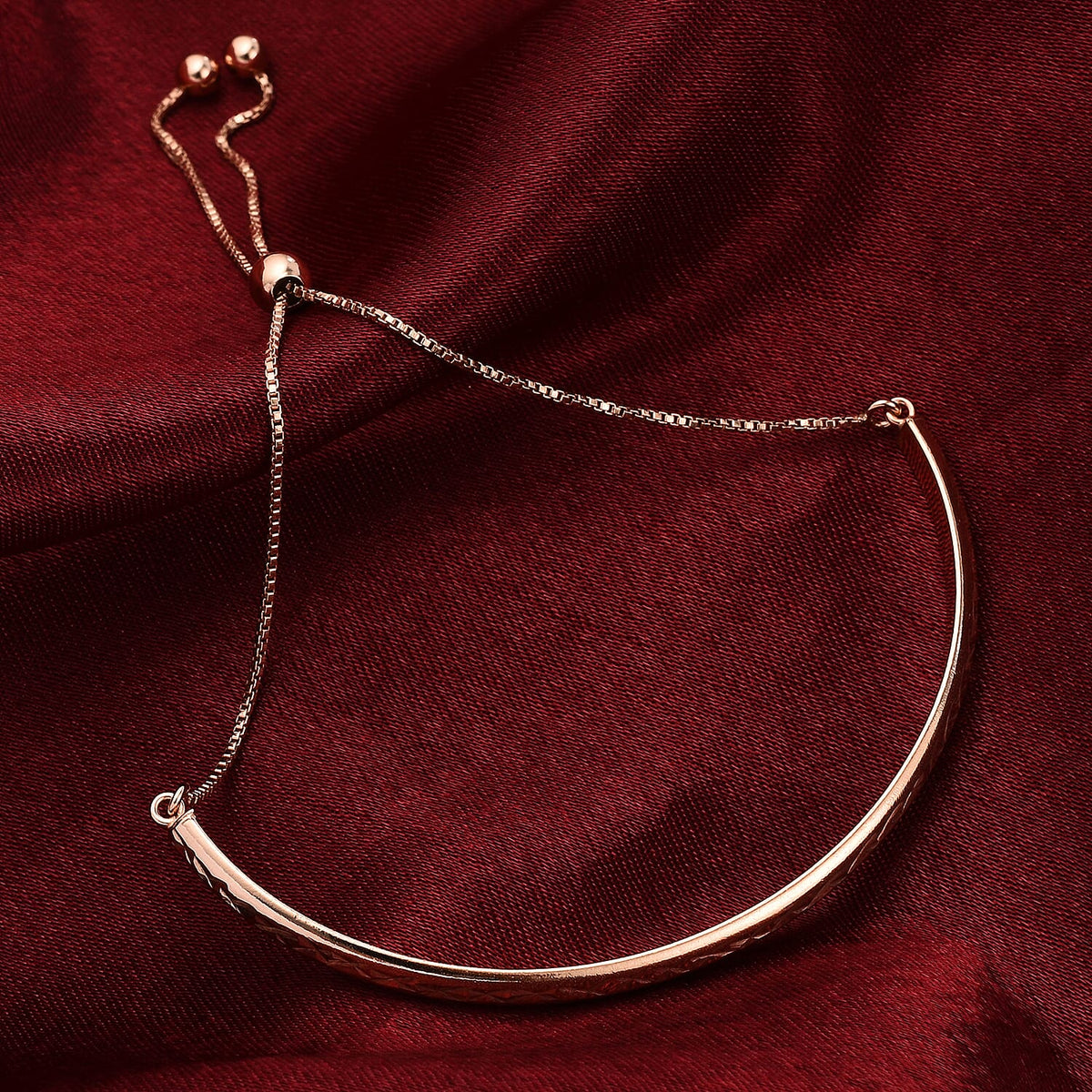 Rose Gold Overlay Sterling Silver Bracelet (Size - 8) Adjustable 7152804 1