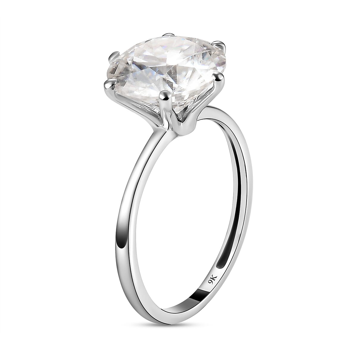 One Time Close Out Deal- 9K White Gold Moissanite Solitaire Ring 3.38 Ct. 8959664 4