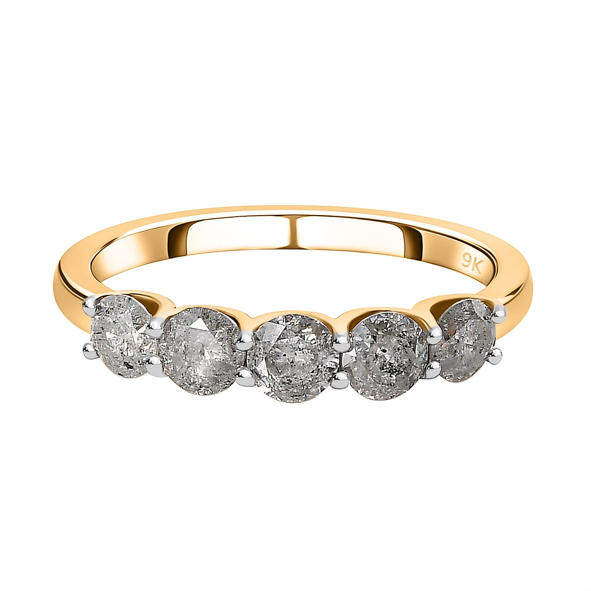 One Time Close Out Deal- 9K Yellow Gold SGL Certified Diamond (G-H) 5 Stone Ring 1.00 Ct 7536177 2