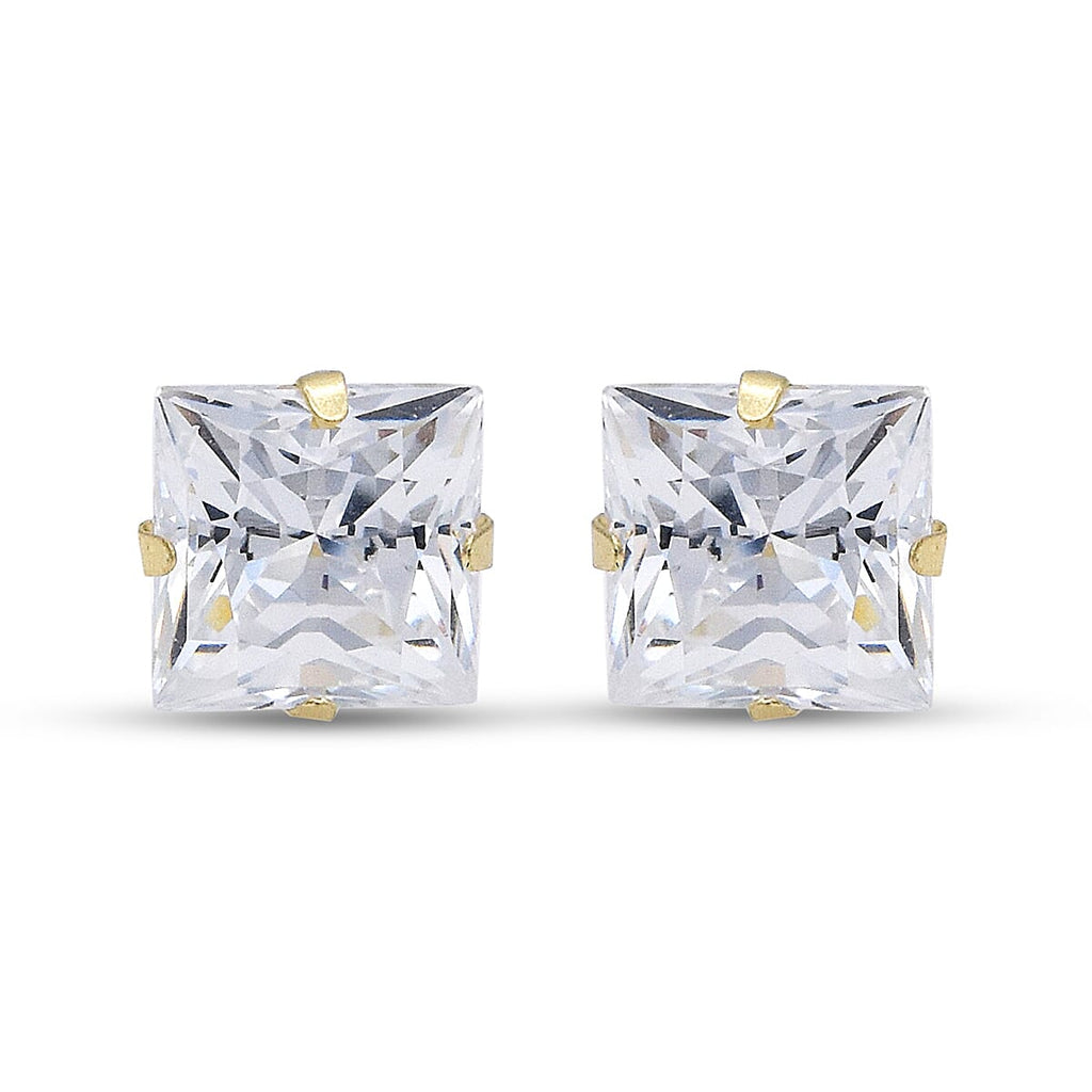 One Time Close Out Deal- 9K Yellow Gold  Zirconia Stud Earrings (with Push Back)