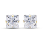 One Time Close Out Deal- 9K Yellow Gold  Zirconia Stud Earrings (with Push Back)