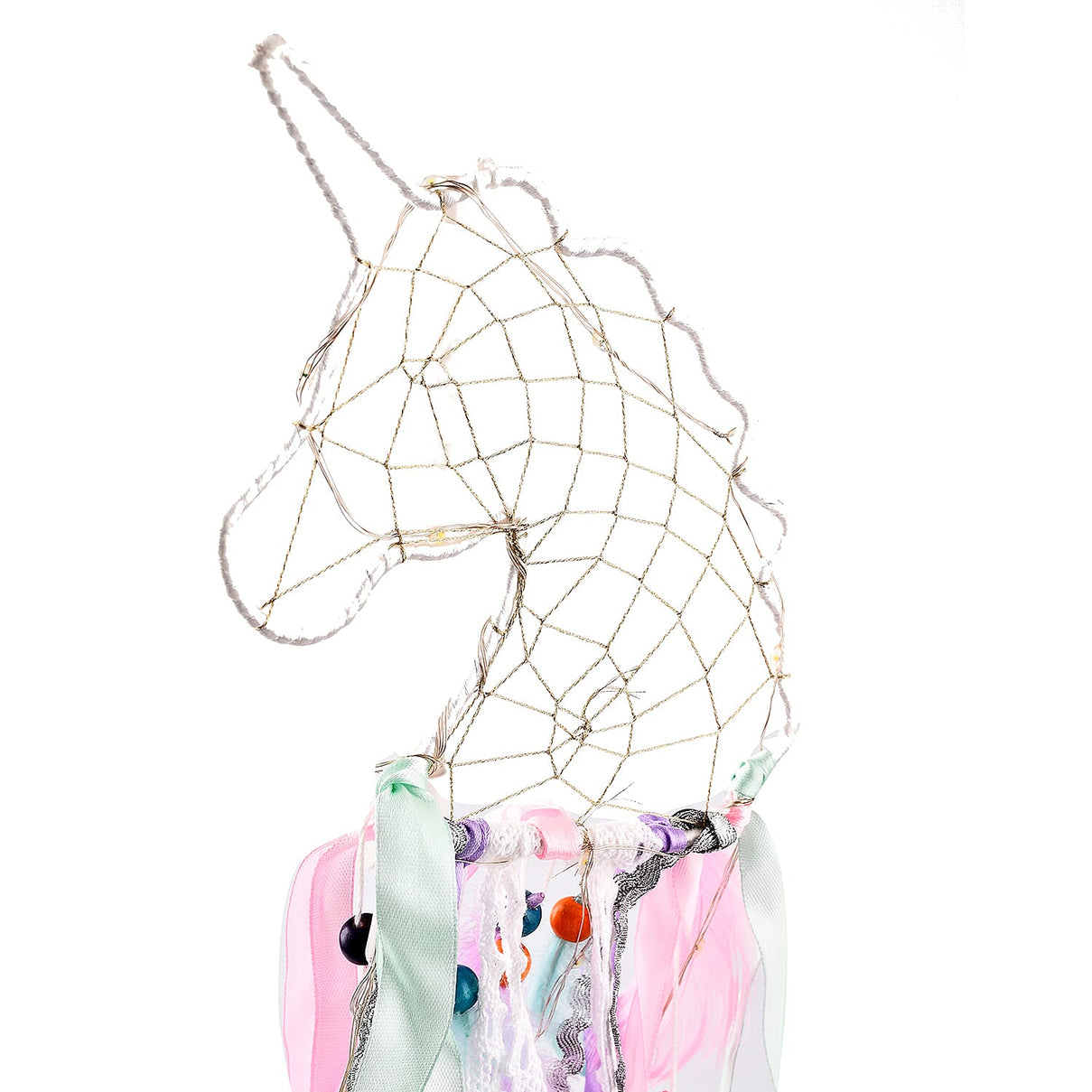 One Time Close Out Deal- Hanging Unicorn Face LED Dream Catcher 7022381 3