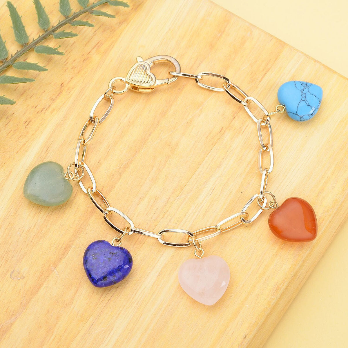 One Time Close Out Deal- Multi Gemstone Heart Bracelet (Size - 8.5) in Yellow Tone 57.50 Ct. 7128600 2