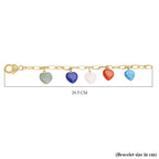 One Time Close Out Deal- Multi Gemstone Heart Bracelet (Size - 8.5) in Yellow Tone 57.50 Ct.