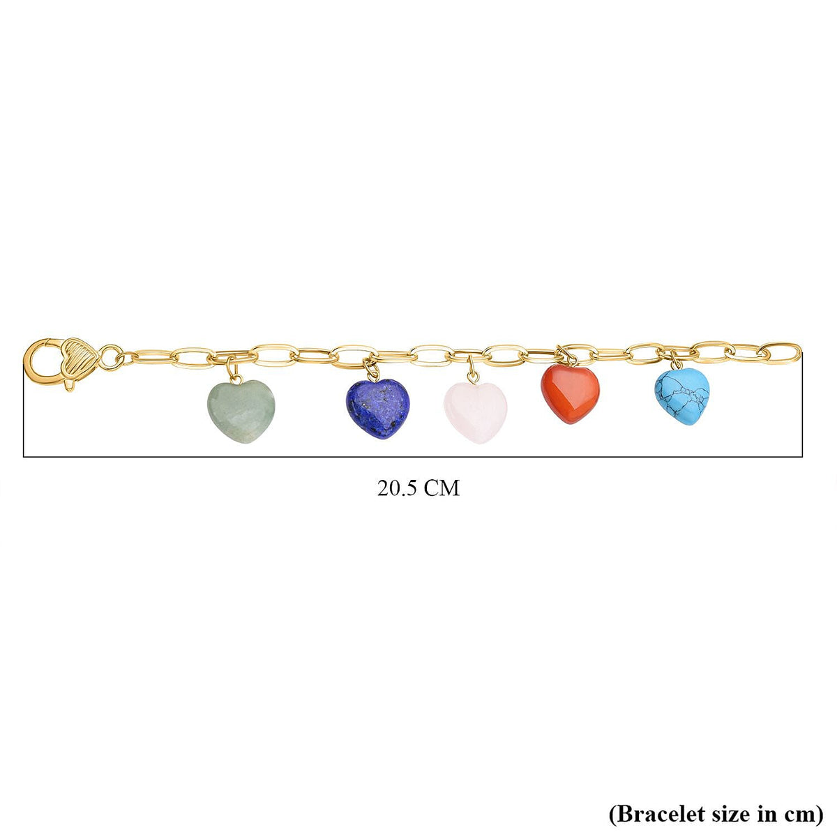 One Time Close Out Deal- Multi Gemstone Heart Bracelet (Size - 8.5) in Yellow Tone 57.50 Ct. 7128600 5
