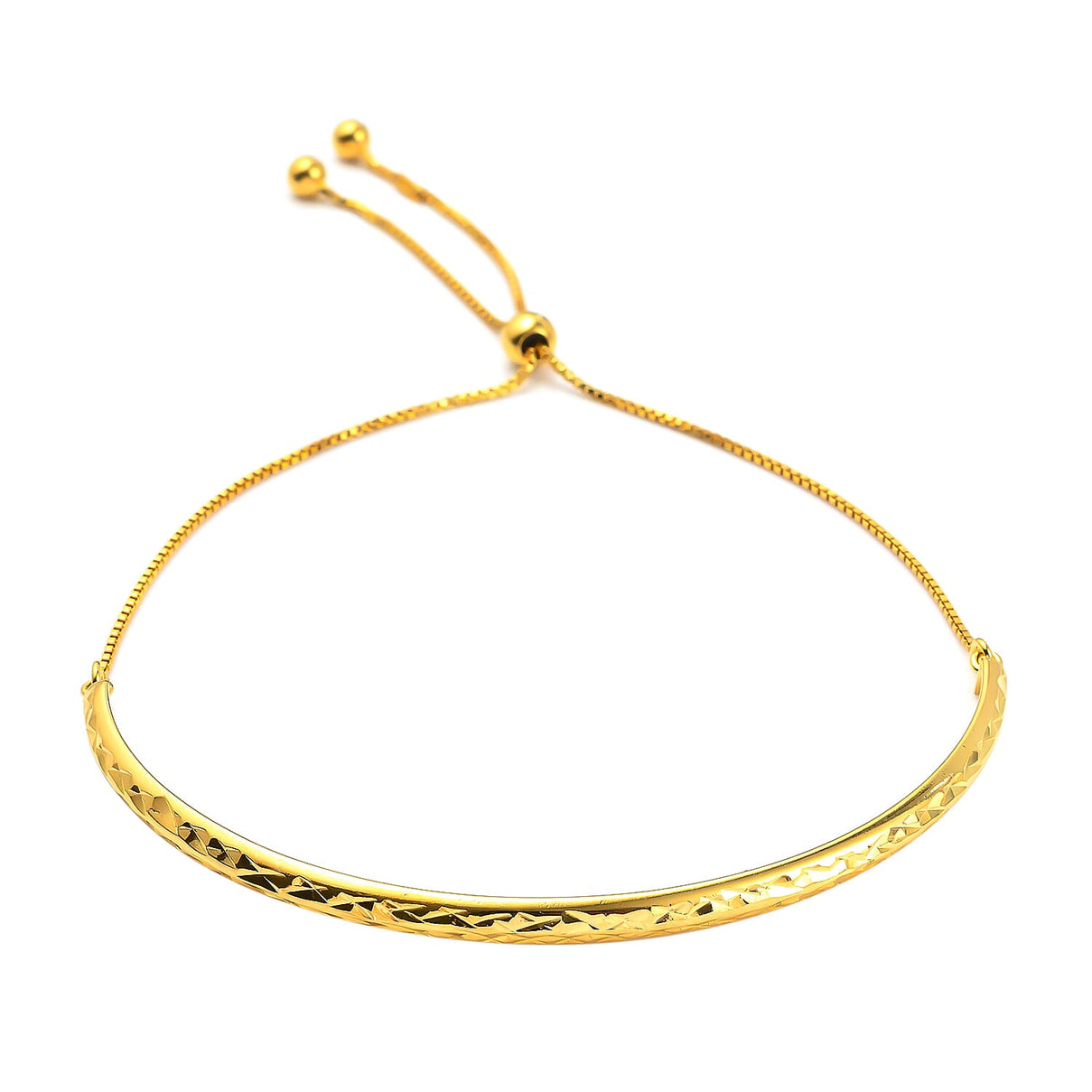 One Time Close Out Deal- Yellow Gold Overlay Sterling Silver Bracelet (Size - 8) Adjustable 7152803 0