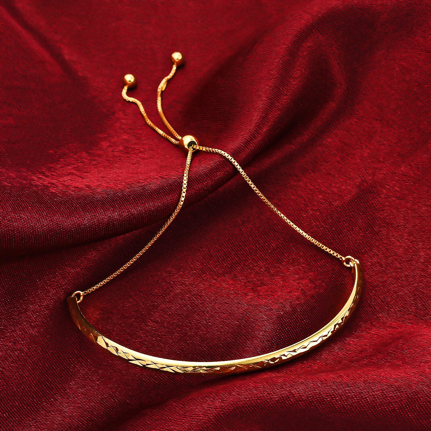 One Time Close Out Deal- Yellow Gold Overlay Sterling Silver Bracelet (Size - 8) Adjustable 7152803 1