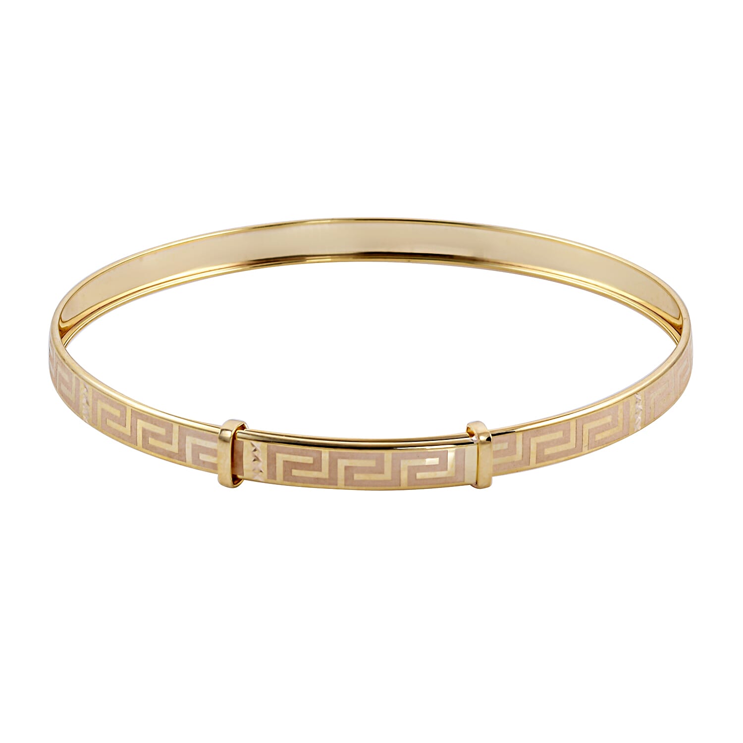 One Time Close Out Deal - 9K Yellow Gold Greek Key Bangle (Size- 7.5) 8921004 0