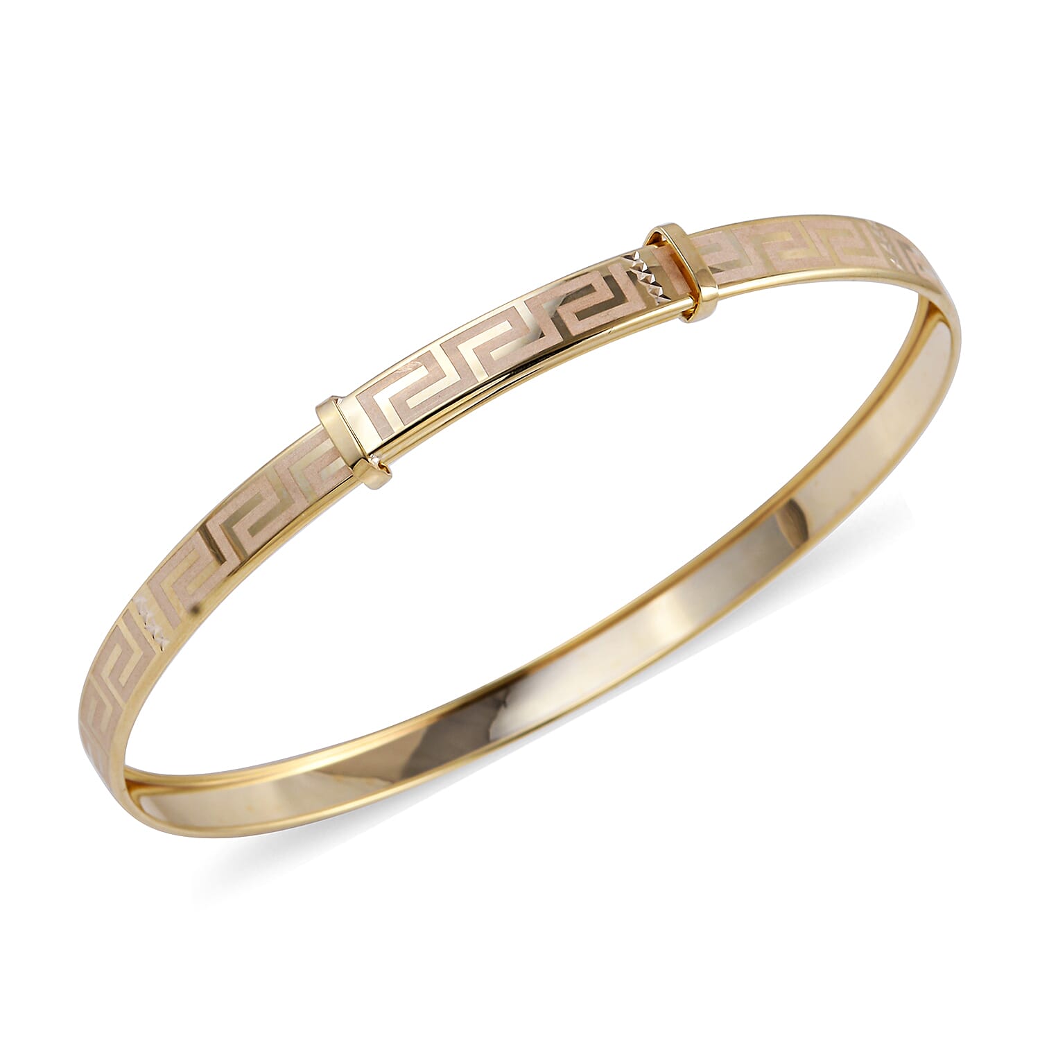 One Time Close Out Deal - 9K Yellow Gold Greek Key Bangle (Size- 7.5) 8921004 4