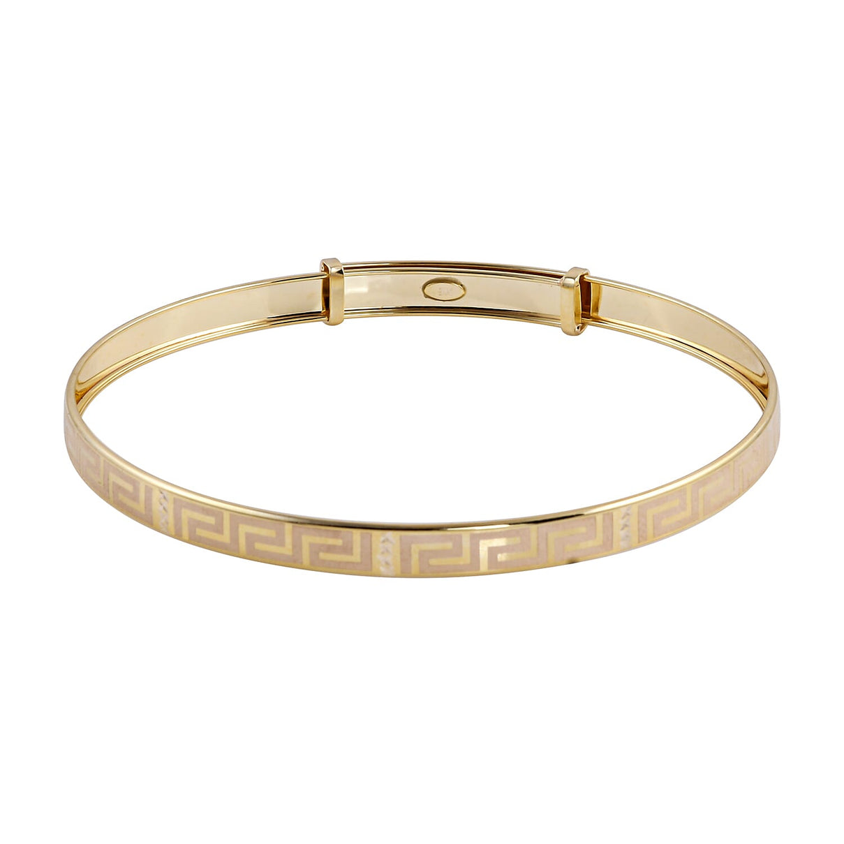 One Time Close Out Deal - 9K Yellow Gold Greek Key Bangle (Size- 7.5) 8921004 5