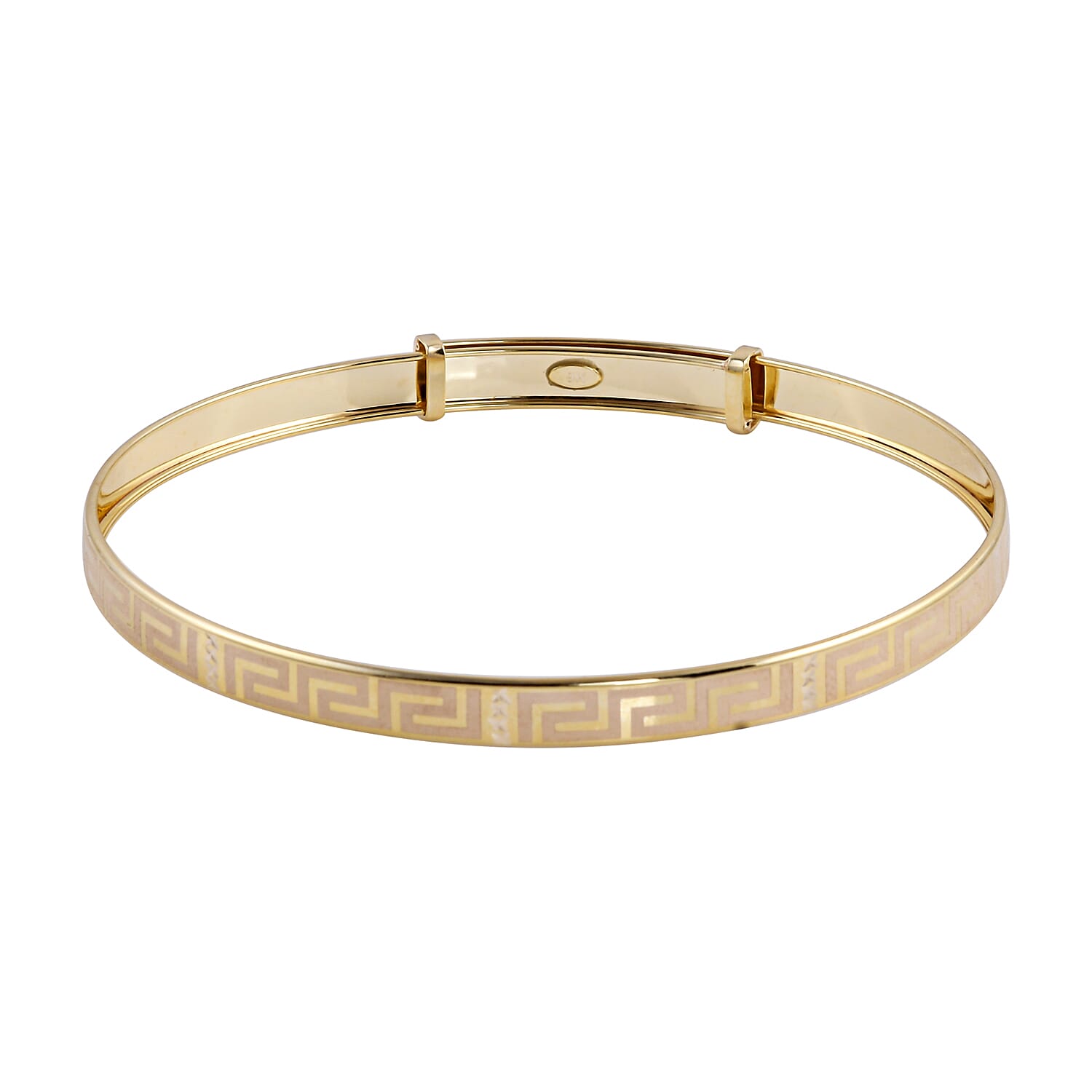 One Time Close Out Deal - 9K Yellow Gold Greek Key Bangle (Size- 7.5) 8921004 5