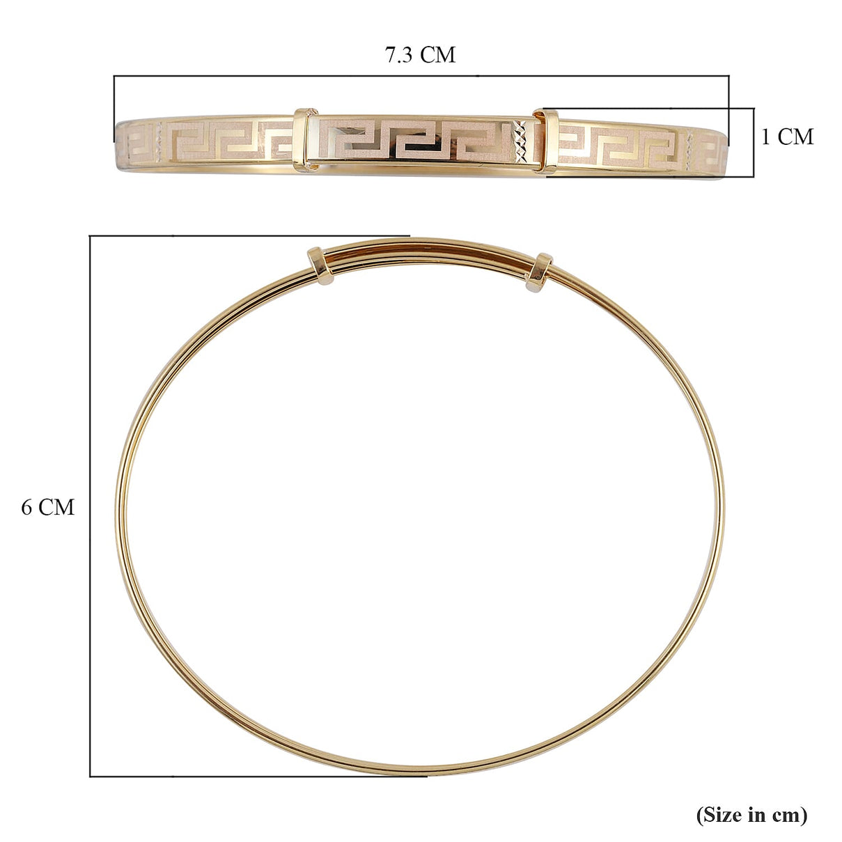 One Time Close Out Deal - 9K Yellow Gold Greek Key Bangle (Size- 7.5) 8921004 6