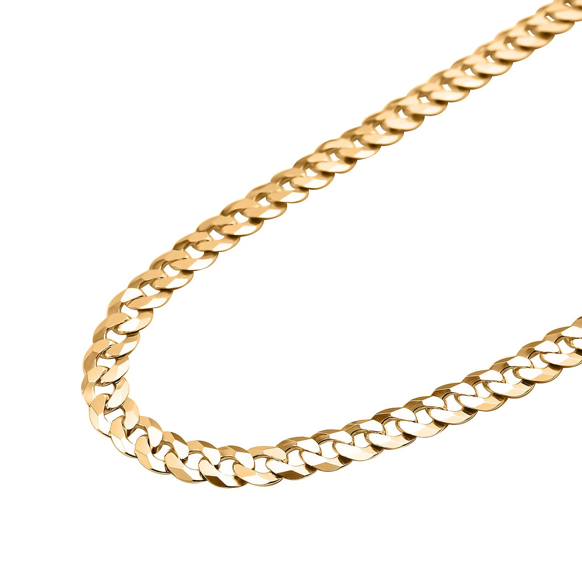 One Time Close Out Deal - Italian Made Yellow Gold Overlay Sterling Silver Curb Necklace (Size - 20), Silver Wt. 25.81 Gms 7385191 2