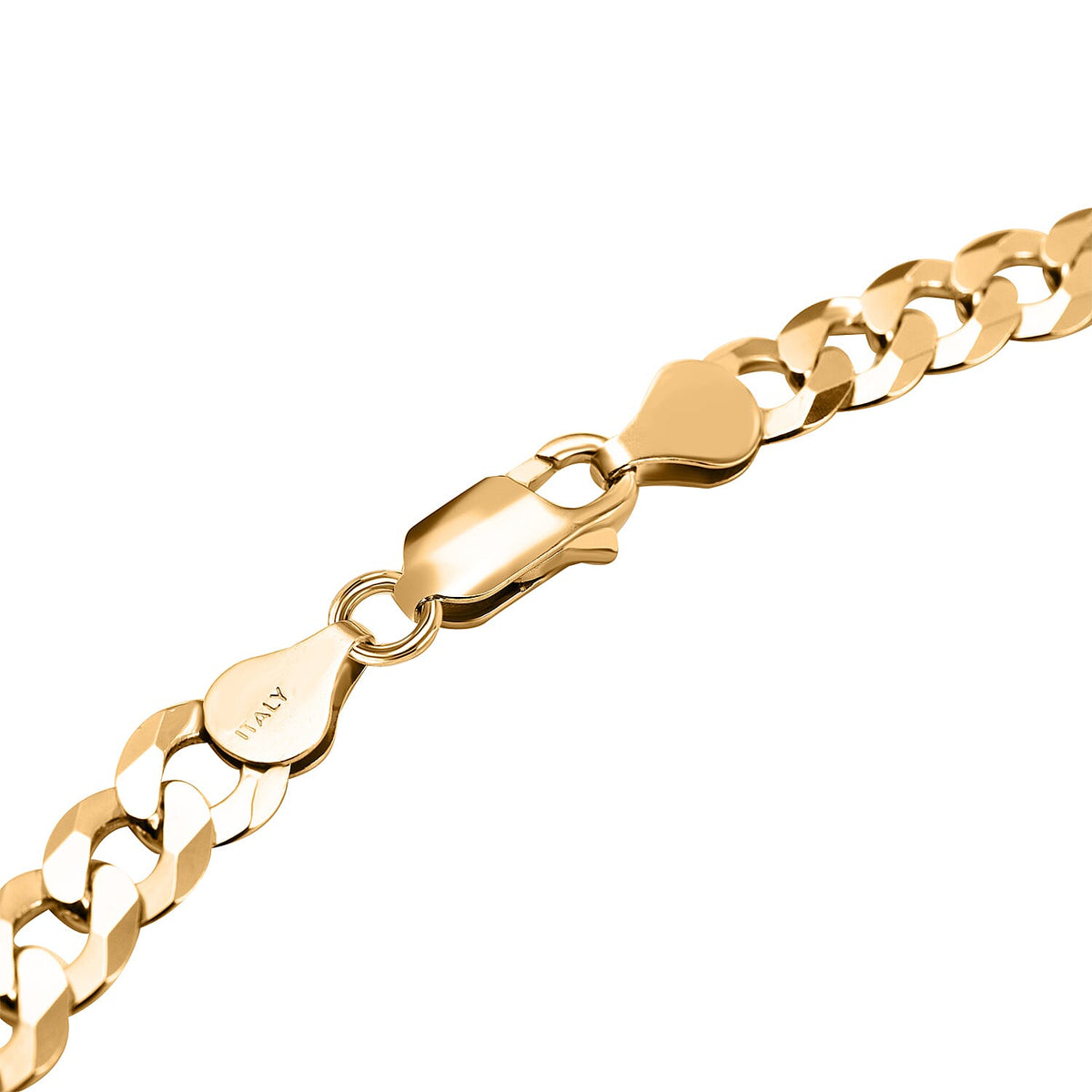 One Time Close Out Deal - Italian Made Yellow Gold Overlay Sterling Silver Curb Necklace (Size - 20), Silver Wt. 25.81 Gms 7385191 4