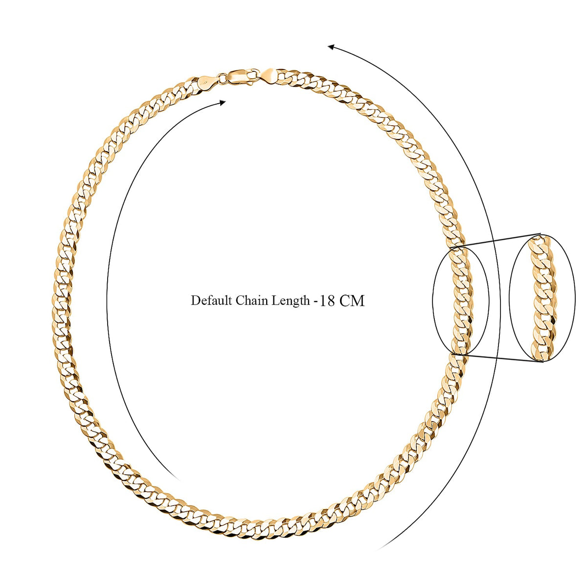 One Time Close Out Deal - Italian Made Yellow Gold Overlay Sterling Silver Curb Necklace (Size - 20), Silver Wt. 25.81 Gms 7385191 5