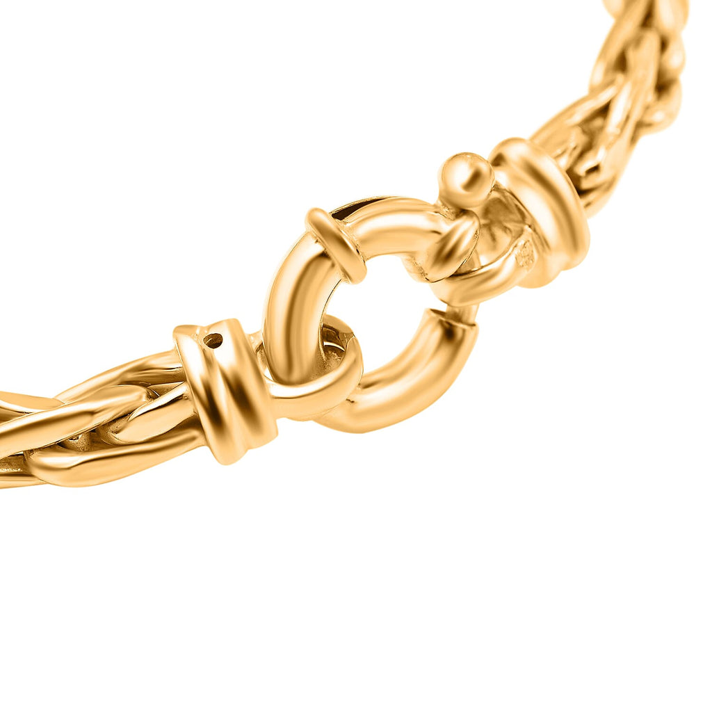 One Time Close Out - Gold Overlay Sterling Silver Broad Link Spiga Bracelet (Size - 7.5)
