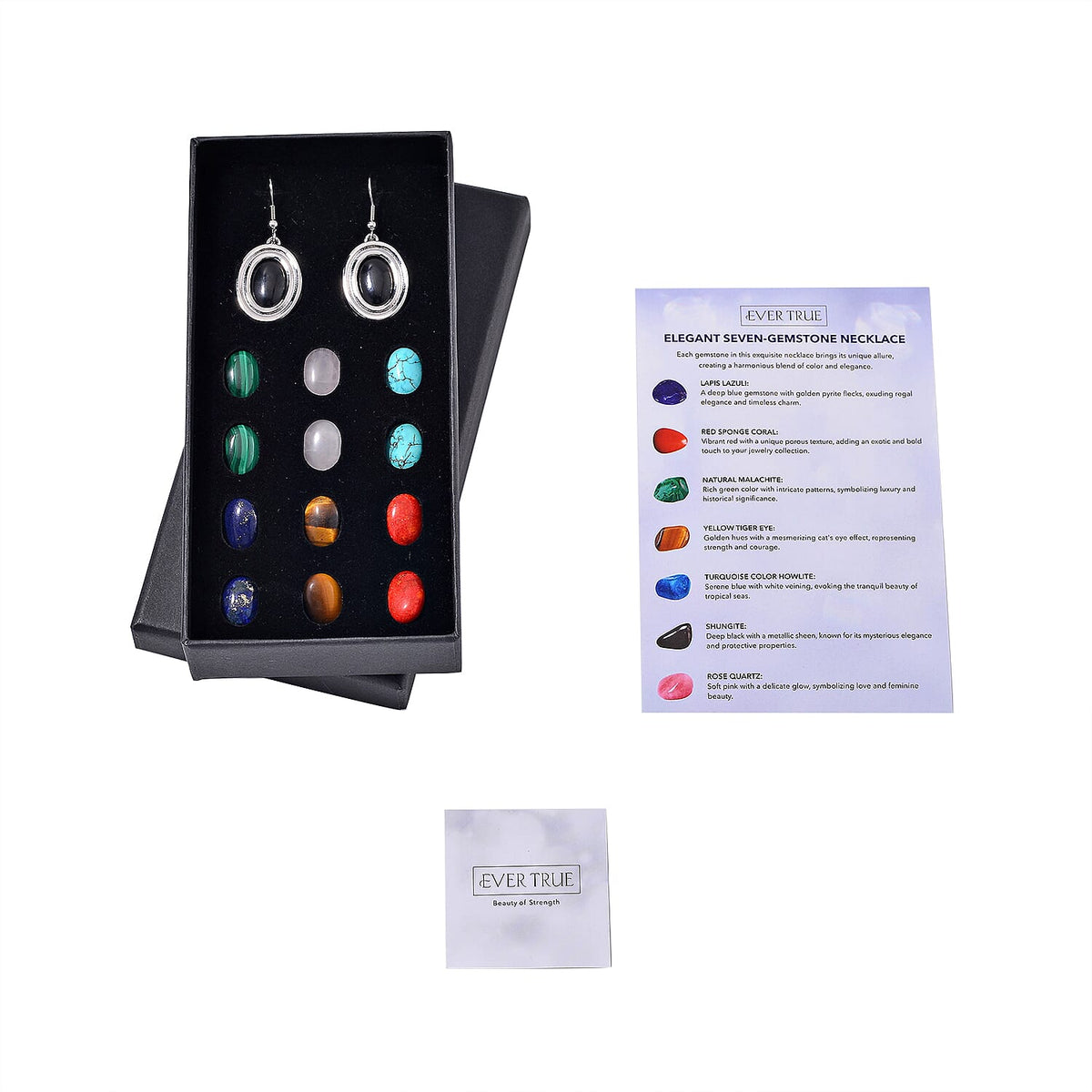 One Time Closeout Deal - Solitaire Drop Earrings with Interchangeable 7 Gemstones - Lapis, Coral, Malachite, Tiger Eye, Howlite, Shungite and Rose quartz 7784382 16