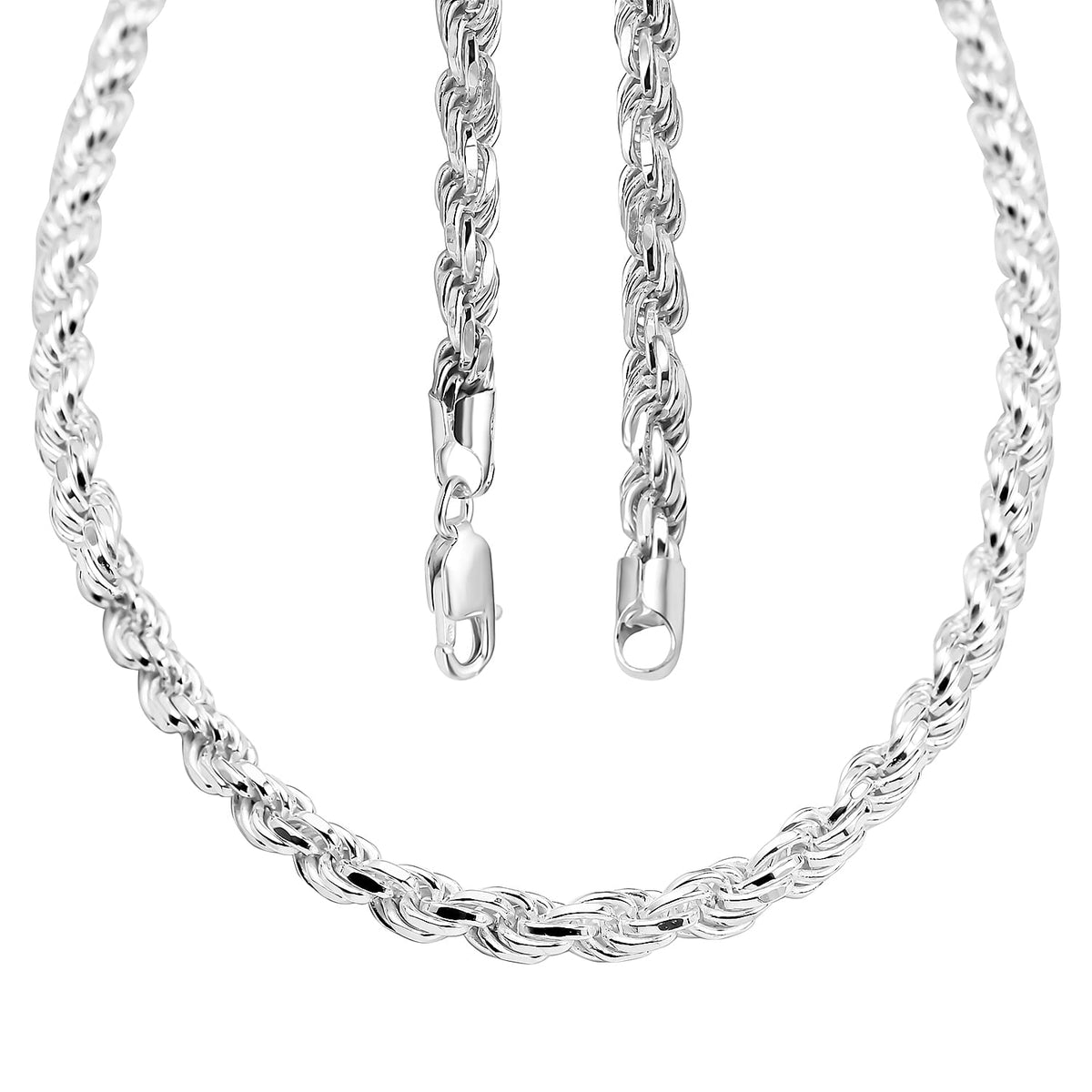 Rhodium Overlay Sterling Silver Rope Necklace (Size - 24), Silver Wt. 66.42 Gms 7272208 8