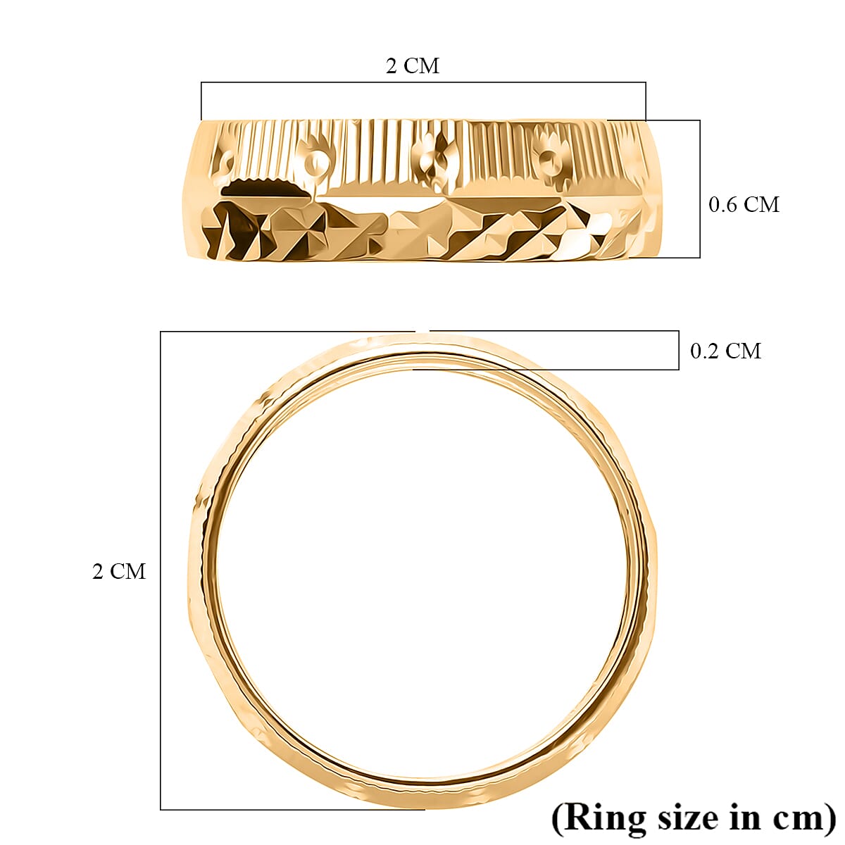 18K Yellow Gold Plated Sterling Silver Band Ring 8282949 6