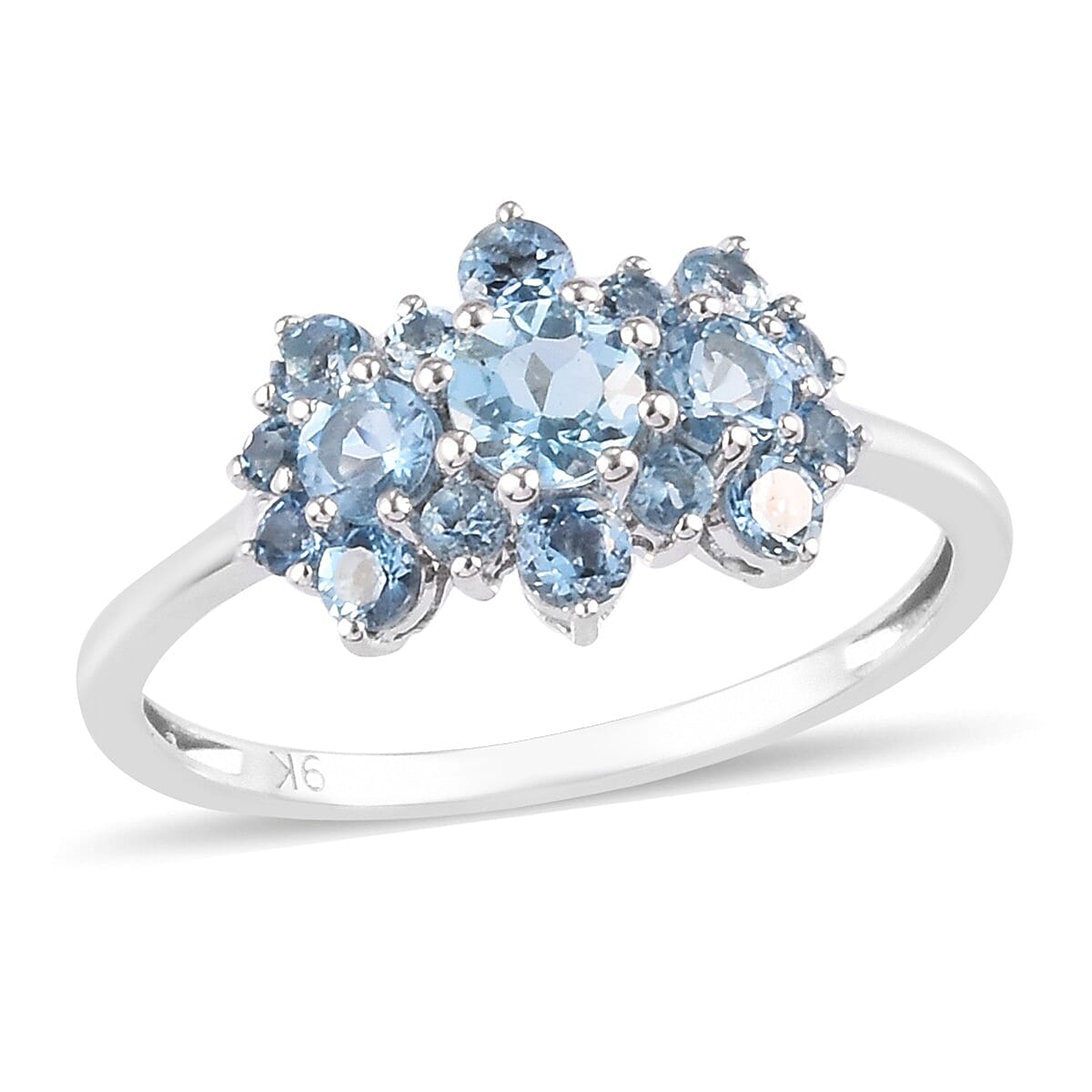 One Time Deal-9K White Gold AA Santamaria Aquamarine Boat Ring 1.08 Ct. 3767872 0