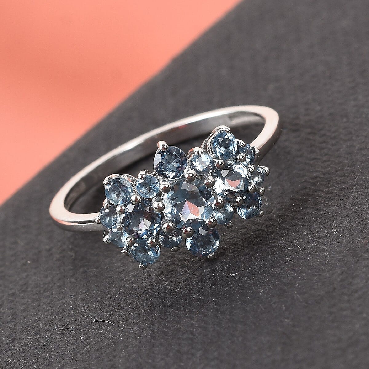 One Time Deal-9K White Gold AA Santamaria Aquamarine Boat Ring 1.08 Ct. 3767872 2